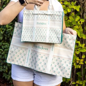 exclujess shopping bag groen logo klein en grote tas